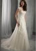 Tulle Scoop Neckline Natural Waistline A-line Wedding Dress With Beaded Lace Appliques