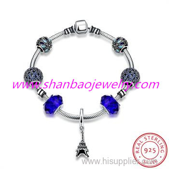 Shanbao Jewelry Imitation Jewelry Tower Shape Sterling 925 Silver Bracelets Wedding Fashion Costume Jewelry