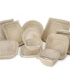 Environmental Compostable Disposable Sturdy Molded Pulp Takeaway Food Bowls Lunch Plates Boxes Containers