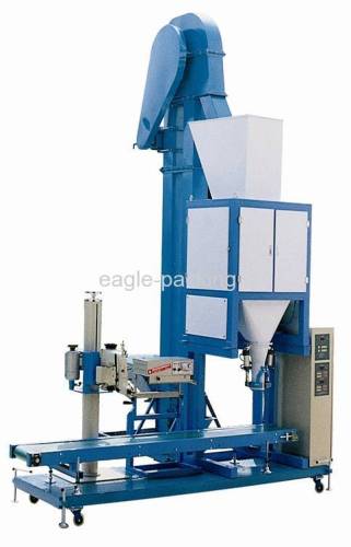 granule packing machine for rice and pellets with belt conveyor and bag sewing machine