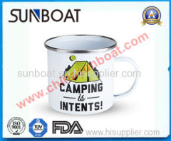 customized logo printed enamel mug with handle