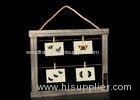 Horizontal Rectangle 16x20 Wooden Picture Frame With Clips In Distressed Dark Gray