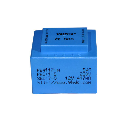 YHDC Output Power 5VA Input 230V Output 12V Encapsulated PCB Welding Safety Isolation Transformer Blue