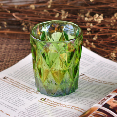 Cylinder Green Iron Plating Glass Candle Holder