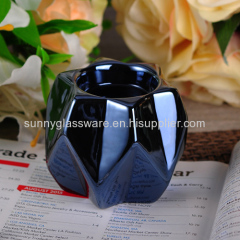 Folding style hexagram sprayed ceramic tealight holder