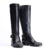 Ladies knee heel studded boots