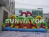Customized Giant Two lane inflatable bouncy assault course With blow up slide