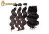 Natural Black Three Part Human Hair Lace Closure With Hair Weaves