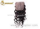 Hand Made Medium Lace Deep Wave Human Hair Lace Closure Silk Based Swiss Lace