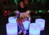 Rechargeable Battery LED Glowing Round Stool for Garden