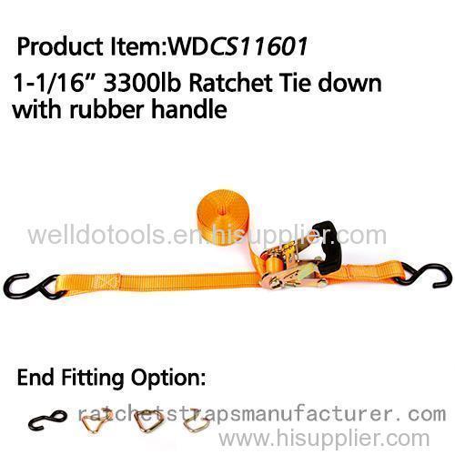 1-1/16 3300lbs Ratchet Tie down with Rubber handle