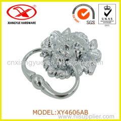 European Rural Style Zinc Alloy Chrome Lion Hand Rings Pull For Furniture Handle