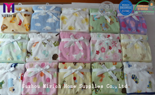 Lovely Plain Soft Knitted Flannel Printed Baby Receiving Throw/Blanket