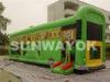 Green Bus Commercial Giant Inflatable Bouncer For Blow Up Park Games