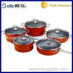 Glass Lid Enamel Non-stick Cookware Set