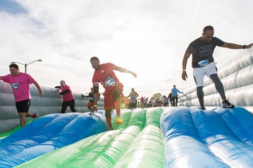 Inflatable obstacle course wave run games