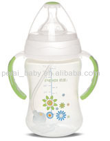 280ml Wide-neck dual color round shape feeding bottle