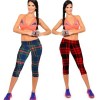 Red Black Plaid England Leggings