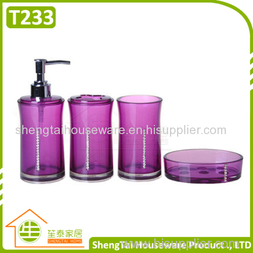 Hot Sale Diamond Decorative Round Shape Transparent European Bathroom Set