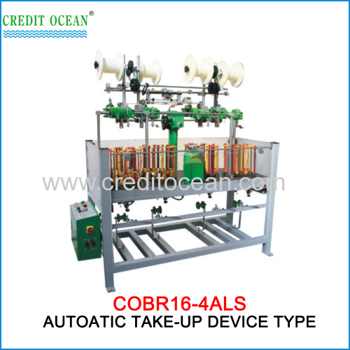 High speed round cord braiding machine with auto take-up device