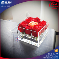 Clear plexiglass rose flower gift box clear acrylic luxury flower box