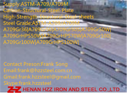 ASTM-A709Gr36|A709Gr50|A709Gr50S|A709Gr50W|A709GrHPS50W|A709GrHPS70W|A709Gr100|A709Gr100W A709GrHPS100W Steel plate