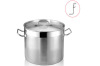 Stainless Steel StockPot 05 Curved Rim Edge Commercial Grade 3-Ply Clad Base Induction Ready