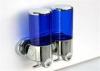 Stainless Steel Blue Liquid Soap Dispenser Double Head Transparent Without Scale