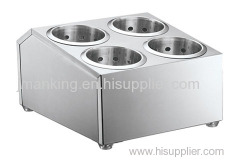 Commercial 4-Hole stainless steel cylinder flatware silverware utensil holder organizer caddy