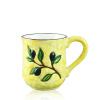 wholesale olive Color Glazed Design pattern ceramic cheap mugs with big handle
