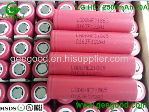 Geniune LG HE4 HE2 2500mAh 20A high amp high capacity battery for vape/mod/ e-cig