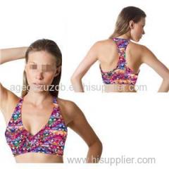 V Shape Floral Bra Top W Removbal Pad