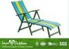 Patio 5 Position Beach Chair With Footrest / Sling Fabric Chaise Lounge Outdoor Furniture