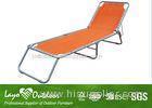 Outdoor Chaise Lounge Orange Folding Beach Chair Commercial With Steel Frame Dia. 22mm