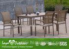 Outdoor Faux Wood Patio Furniture With Aremrest Backyard Dining Sets Alum Frame