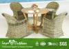 Customized Outdoor Dining Furniture Sets With Solid Wood Table / 4 Rattan Chairs