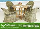 Customized Outdoor Dining Furniture Sets With Solid Wood Table / 4 Rattan Chairs