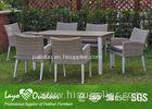 White Extendable Dining Table Set Rattan Outdoor Patio Furniture Anti - Aging Feature