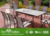 Aluminium Painting Faux Wood Patio Furniture Dining Sets Patio Bar And Stools