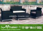 Black Patio Outdoor Furniture 4PCS Rattan Sofa Set 12mm Thickness
