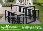 Synthetic Wood Outdoor Furniture Faux Wood Patio Dining Set With Relax Style Bar And Stools Moisture