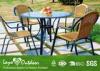 ISO9001 Garden Patio Sets With Round Tempered Glass Table / 3mm Wicker Chair