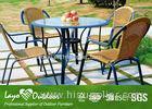 ISO9001 Garden Patio Sets With Round Tempered Glass Table / 3mm Wicker Chair