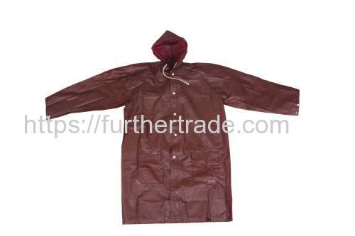 R-1058-6 BROWN EVA PEVA LONG RAINS JACKET