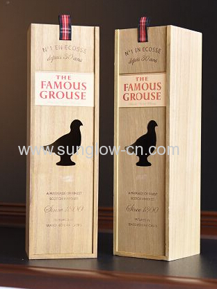 Wooden Wine Box With Bird Design