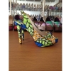 New style African Printed Fabric peep toe high heel sandals