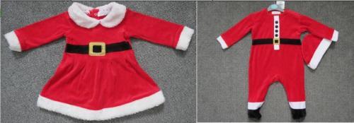 Infants velvet Xmas footie romper