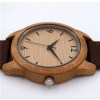 Black Leather Strap Custom Design Carbonized Bamboo Watch