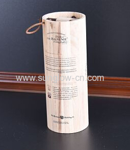 Round Wine Wooden  Box With Rope