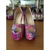 New style African printed fabric peep toe high heel shoes